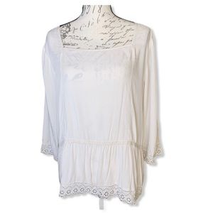 Loft Ivory Peasant Blouse